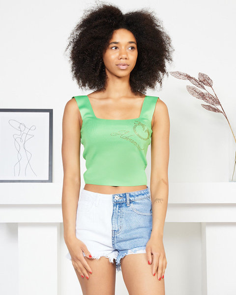 Zelený dámsky crop top na ramienka - Oblečenie
