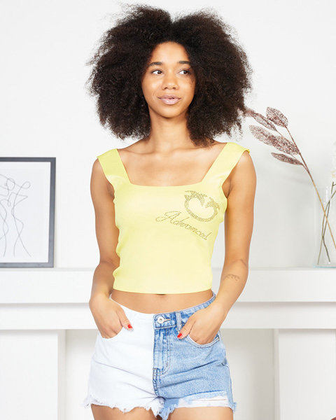 Žlté dámske tričko Crop Top Clothing